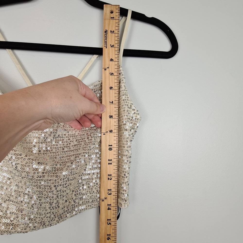 Forever 21 Sequin Ivory Two Piece Outfit Women's Small Top And Skirt Shiny Party - Picture 7 of 16